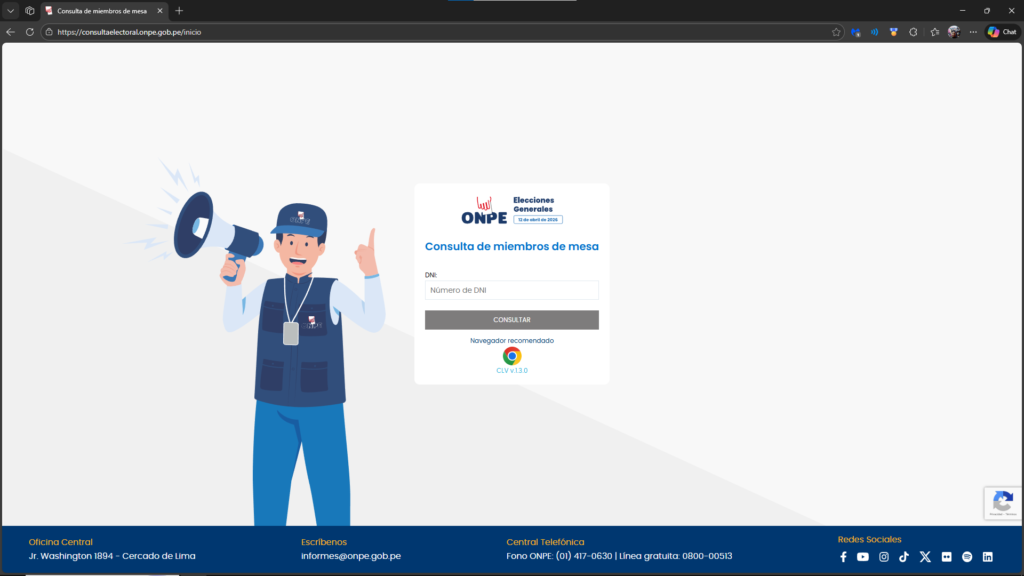 Página consulta miembro de mesa onpe